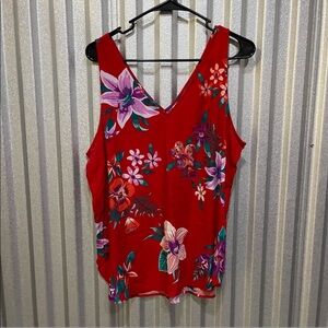 Old Navy  red tropical print top large